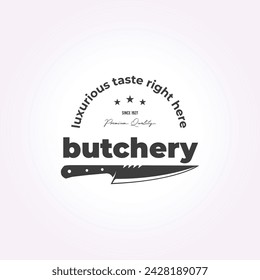 butcher shop logo design label. retro vintage vector restaurant icon template