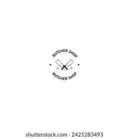 Butcher shop logo, butcher shop label vector graphics