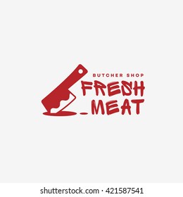 Butcher shop logo template design. Vector illustration.