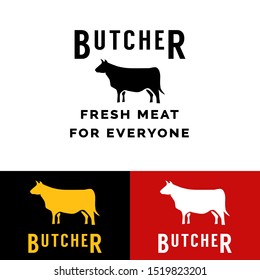Butcher shop logo template. Logo of Butcher. graphic design. Vector Illustration. white and black background.