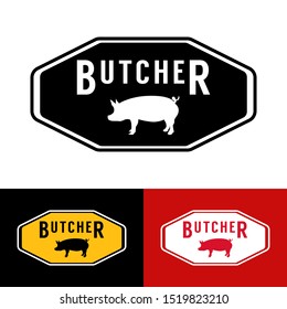 Butcher shop logo template. Logo of Butcher. graphic design. Vector Illustration. white and black background.