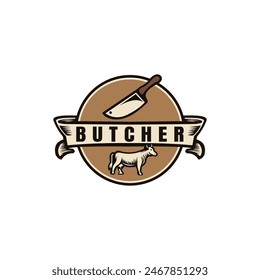Ilustración de insignia de Vector del logotipo de la carnicería