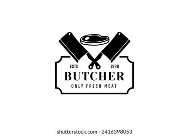 butcher shop logo vector icon illustration