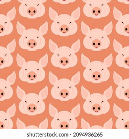 Butcher Shop Pattern Seamless. Pig Head Background