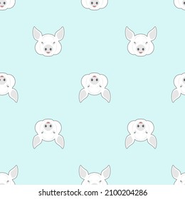 Butcher Shop Pattern Seamless. Pig Head Background