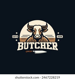 Butcher shop retro labels, badges, emblems, logo. Steak House, Meat shop, butchery. Meat business logo templates. Vector illustration