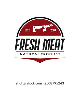 butcher shop template. beef and meat cleaver knife vector design, minimalism, stamp, badge, symbol, icon, for fresh meat shop logo