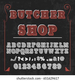 Butcher Shop Vintage Font Handcrafted Vector