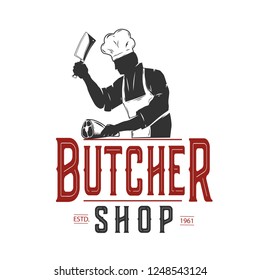 Butcher Shop vintage label.Vector illustration.