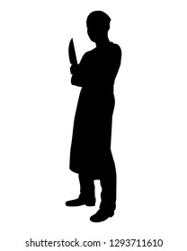 Butcher silhouette vector. Meat merchant.