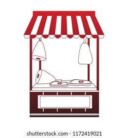 Butcher stand isolated red lines