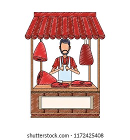 Butcher stand isolated scribble