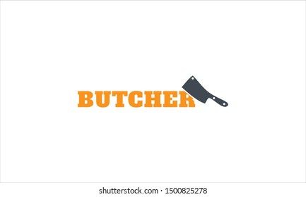 Butcher text with knife vector logo