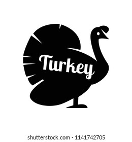Butcher Turkey logo black icon with white text. Vector illustration Thanksgiving celebration design