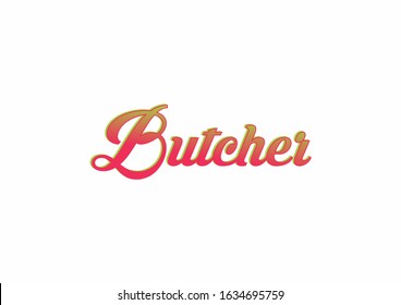 Butcher typography poster text isolated on white background