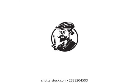 Butcher vector icon, black logo design on white background