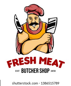 Butcher vector illustration mascot and logo for design