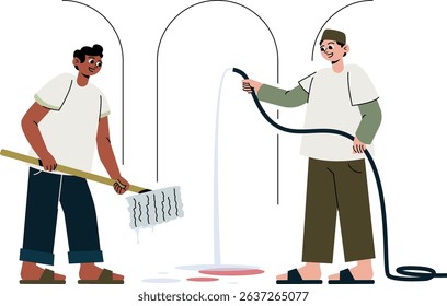 Butcher and Volunteer Cleaning Qurban Area