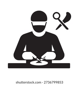 Butcher at work a black and white illustration of meat preparation