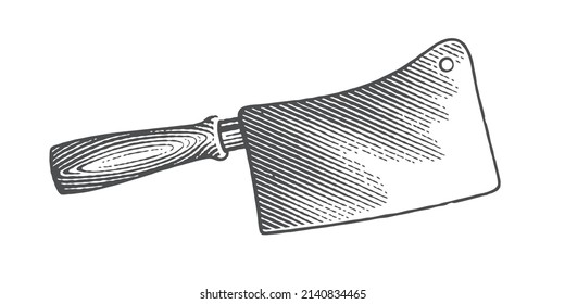 Butcher's knife. Hand drawn engraving style vector illustration.