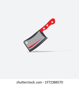 Butcher's knife icon. Drop shadow cleaver silhouette symbol. Kitchen instrument. Chopper. Raster isolated illustration

