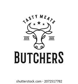 Butchers Logo Inspiration With Monoline Cow Head