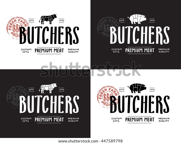 Butchers produce. Lettering
label 