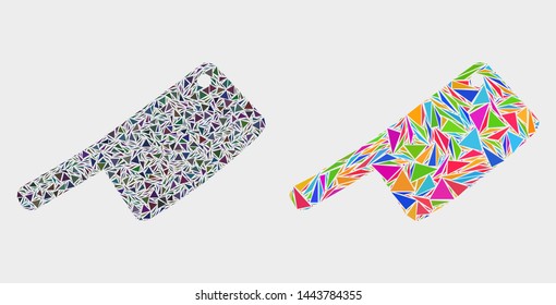 Butchery blade collage icon of triangle items which have various sizes and shapes and colors. Geometric abstract vector illustration of butchery blade.