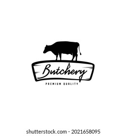 butchery, cow black logo design, Simple Logo design, Retro logo design 