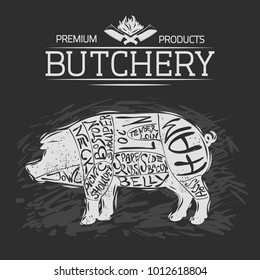 Butchery diagram.Lettering.Vector illustration.