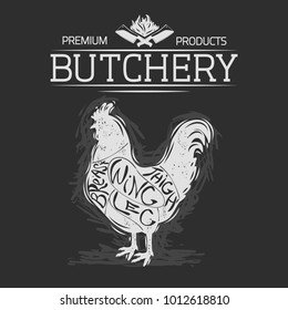 Butchery diagram.Lettering.Vector illustration.