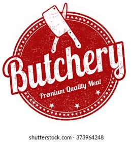 Butchery grunge rubber stamp on white background, vector illustration