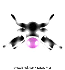 Butchery halftone dotted icon. Halftone pattern contains round dots. Vector illustration of butchery icon on a white background.