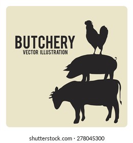 Butchery illustration over color background