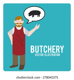 Butchery illustration over color background