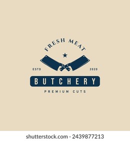 butchery knife vintage logo vector illustration design