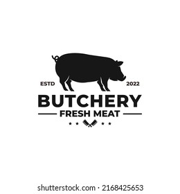 Butchery logo design vector. Meat shop logo