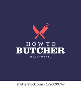 butchery logo knife chop and cut vector, food industry graphic design emblem template idea