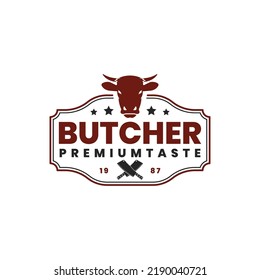Butchery logo label design template, Butchery badge logo design vector template