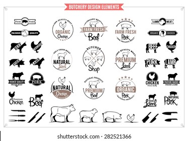 Butchery Logo, Labels, Charts And Design Elements