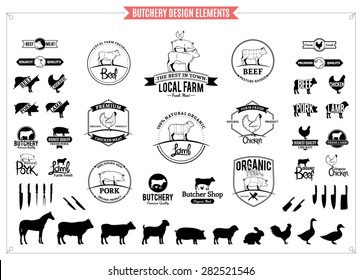 Butchery Logo, Labels, Charts and Design Elements