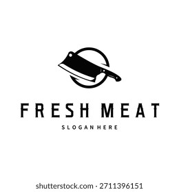 Ilustración de carne de silueta negra simple de corte de carne de logotipo de carnicería para diseño de ilustración de Plantilla