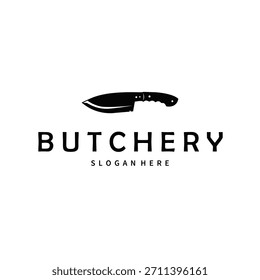 Ilustración de carne de silueta negra simple de corte de carne de logotipo de carnicería para diseño de ilustración de Plantilla