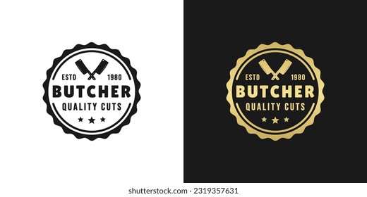 Butchery logo vector or Butcher logo quality cuts vector isolated. Best Butchery logo or Butcher logo to present your shop with the best quality cuts of meat. Elegant Butcher logos for your business.