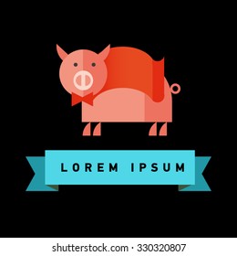 Butchery logo. Vector flat illustration pig, Can be use for advertising farm, market, butcher shop, veterinary clinic