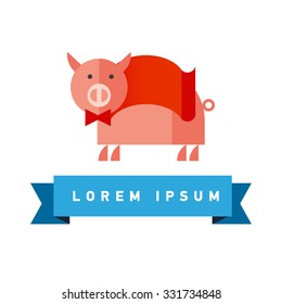 Butchery logo. Vector flat illustration pig, Can be use for advertising farm, market, butcher shop, veterinary clinic