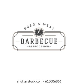Butchery shop logo template vector object for logotype or badge Design. Trendy retro style illustration, Meat steak silhouette.