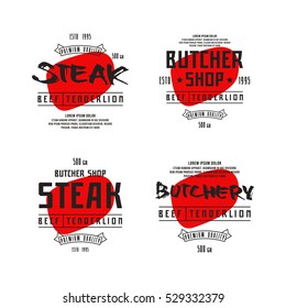 Butchery and steak label. Print on white background