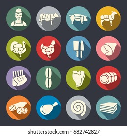 Butchery vector icon set