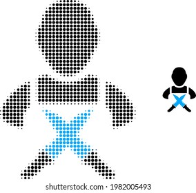 Butchery worker halftone dot icon illustration. Halftone pattern contains circle pixels. Vector illustration of butchery worker icon on a white background. Flat abstraction for butchery worker symbol.